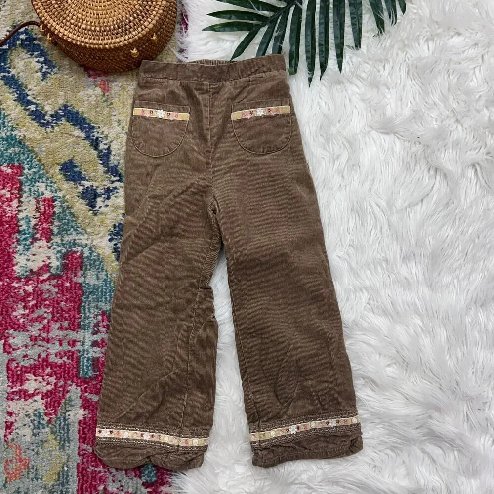 Vintage Y2K 2000s Children's Place Floral Embroidered Corduroy Pants Girls 4T